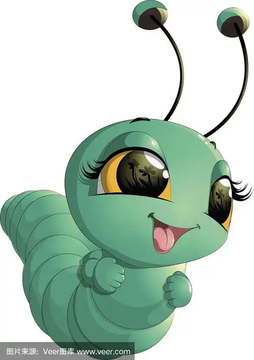 可爱的,毛虫,卡通,背景分离,野生动物