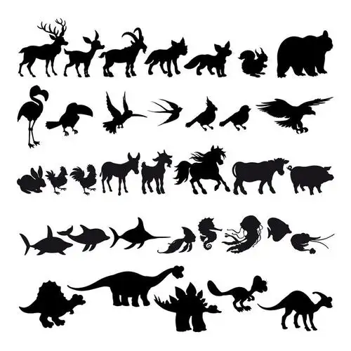35种野生动物剪影图片免抠素材