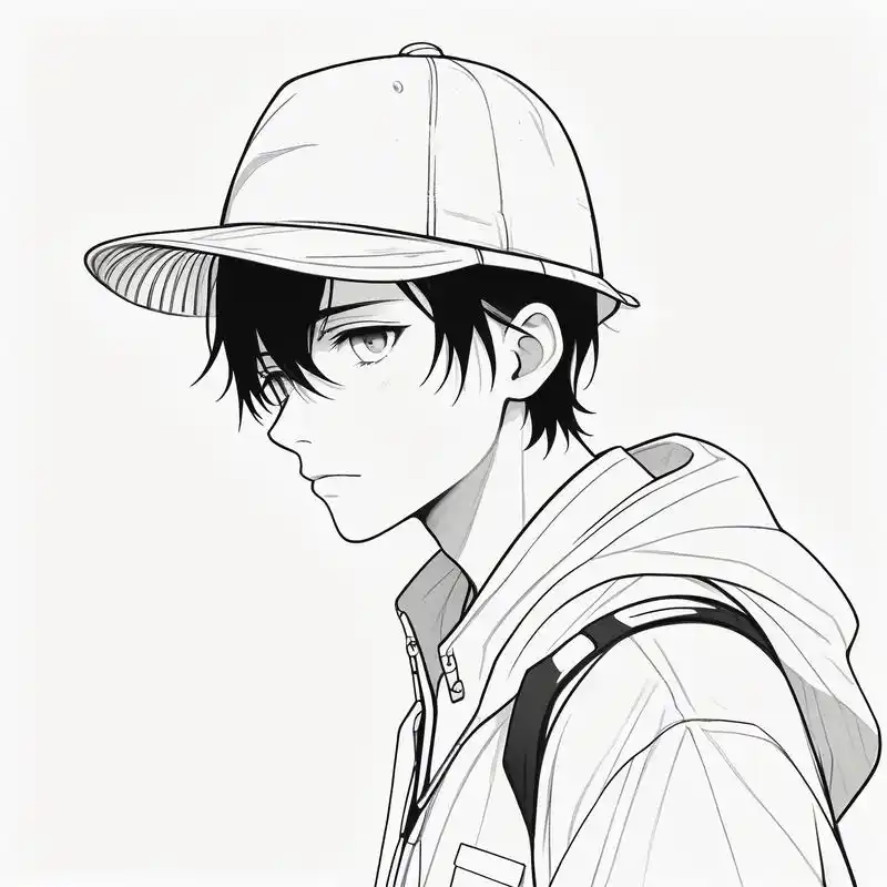 黑白素描动漫头像,忧郁男生必备9694