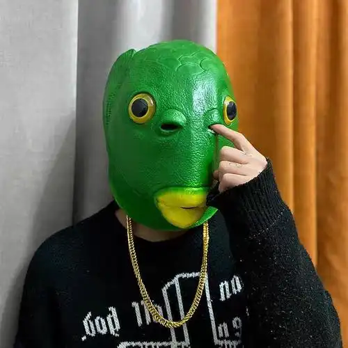 抖音绿头鱼头套面具可爱搞笑搞怪沙雕鱼头怪怪绿鱼人网红全脸神器
