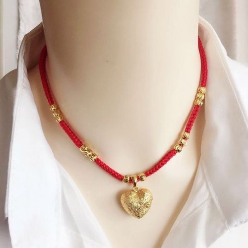 红绳项链女饰品首饰爱心花型吊坠原创手工编绳网红信美之家直销