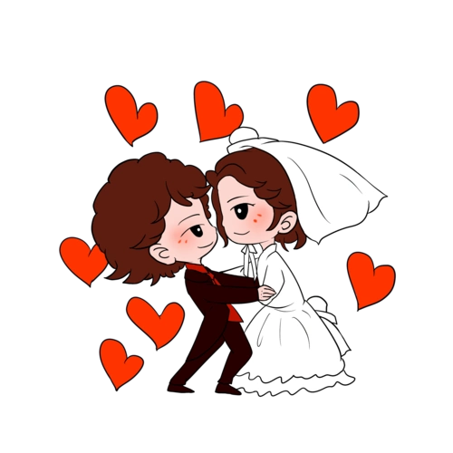 欧式婚礼新郎新娘插画图片