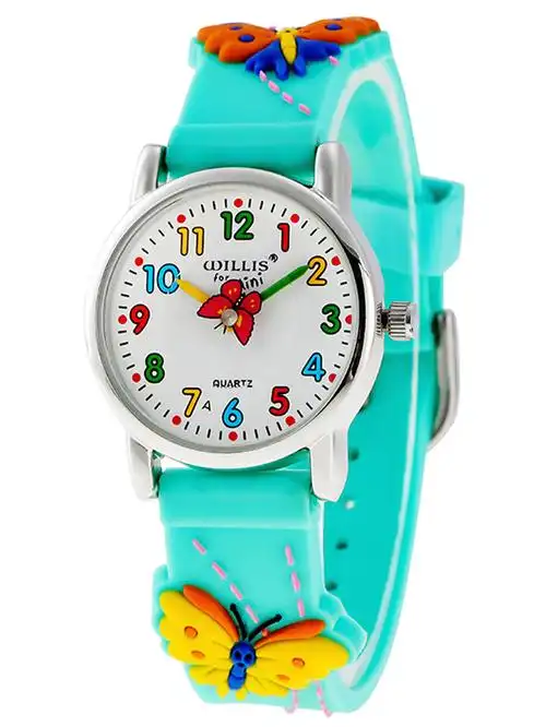 【厂家直批】蝴蝶秒盘图案跳动3d卡通儿童手表彩色塑胶小学生手表