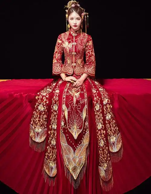 古装婚纱中式婚纱出嫁婚服小个子新娘秀禾服结婚2021新款夏季薄款中式