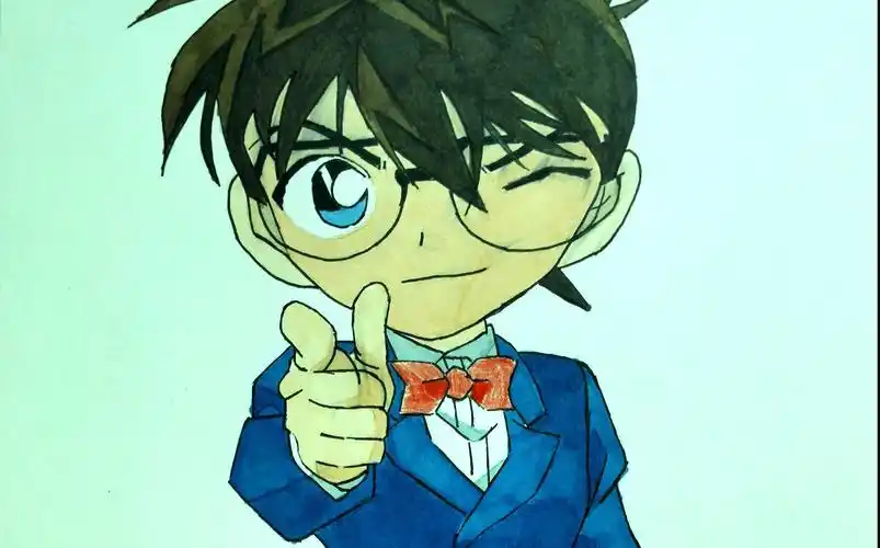 马克笔手绘柯南绘画过程