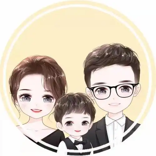 手绘的全家福亲子卡通头像,可爱又好看,值得收藏.