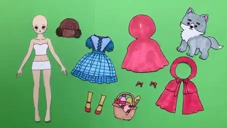 自制小红帽装,纸娃娃趣味换装秀