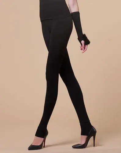 黑色加厚双层弹力保暖一体裤