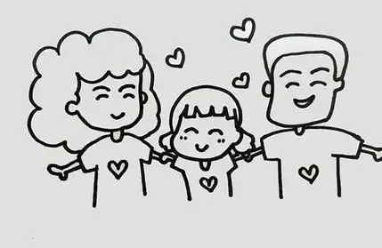 一家三口手拉手简笔画怎么画简单好看