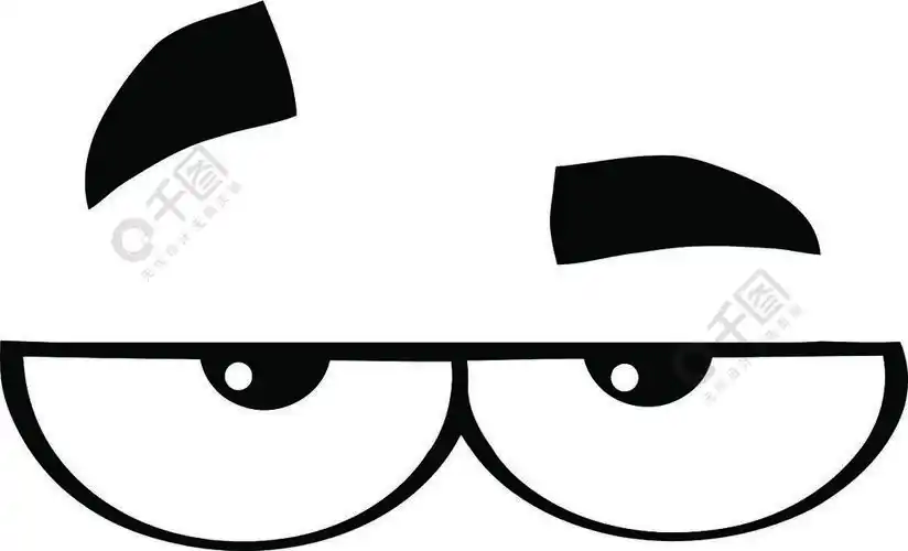 黑色和白色无聊的卡通眼睛插图上白色孤立