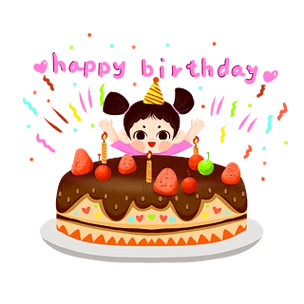 生日快乐女孩生日蛋糕草莓樱桃蜡烛