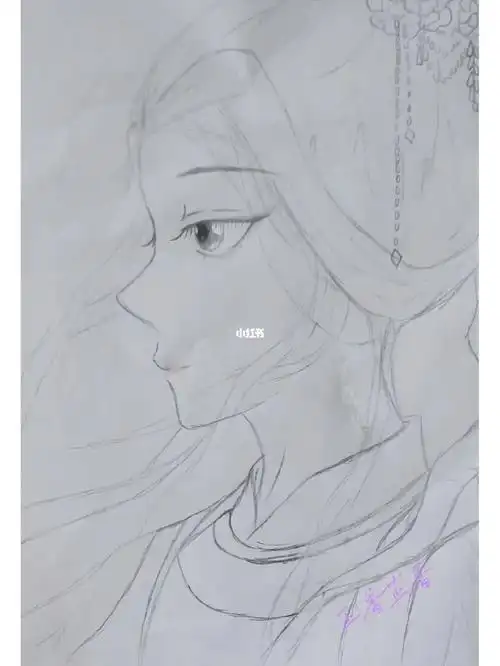 古装女生侧脸简笔画