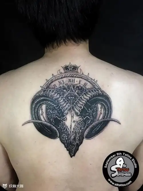 撒旦羊头_纹身图案手稿图片_姚远的纹身作品集