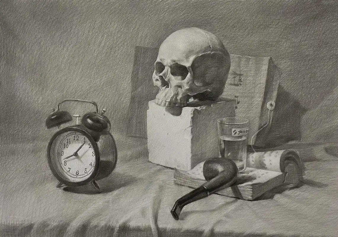 素描静物带画示范.多注重些素描里的本质,形体,结构,空间,质 - 抖音
