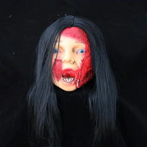 万圣节酒吧鬼屋密室逃脱整蛊道具女鬼断头吓人长发女血头颅摆件