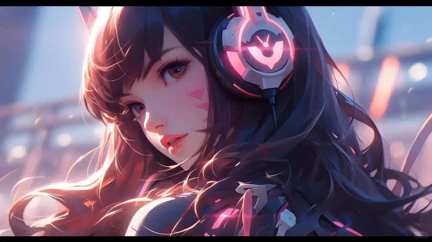 midjourney|电竞少女 dva|4k 16:9电脑壁纸