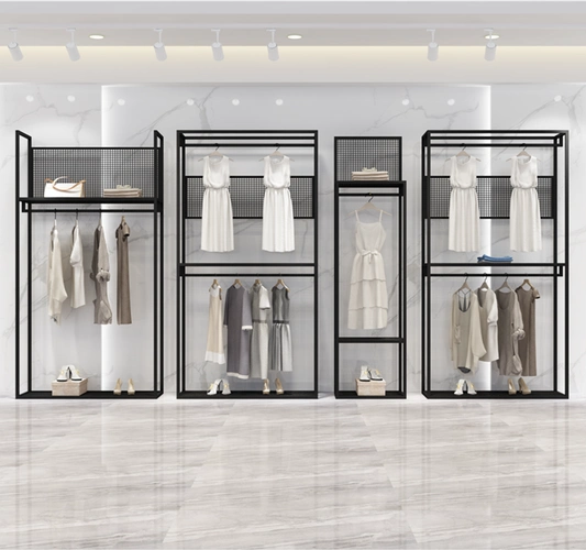 货架服装店双层衣架装店组合展示架陈列架落地服装男女高柜侧挂