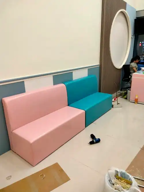 走廊沙发长条凳软包休息区大厅等候长椅带靠背凳子休息卡座