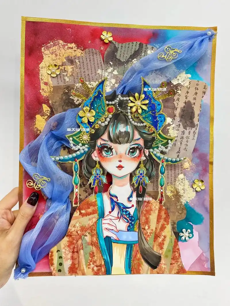 金箔 丝绸 古风贴纸,国漫创作就那么酷.#古风人物绘画 #少 - 抖音