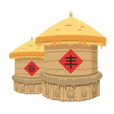 秋天粮仓 卡通  风景 png素材