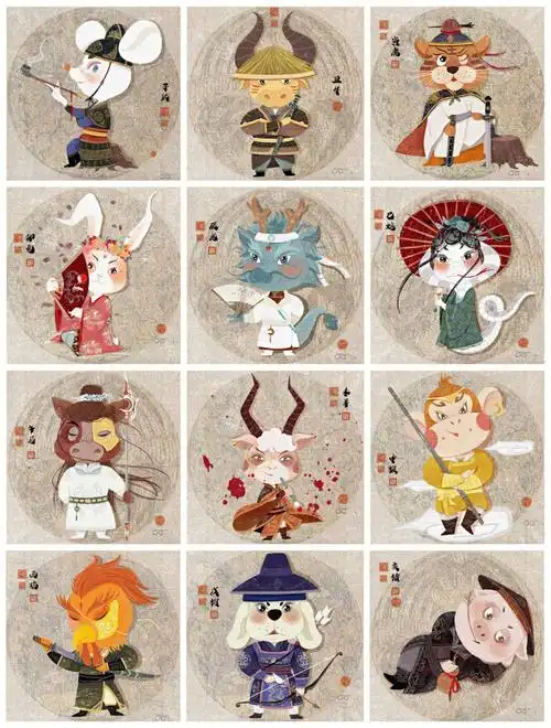 侠客行十二生肖江湖系列插画