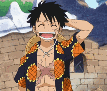 海贼王路飞花衬衫挠头gif动图_动态图_表情包下载_soogif