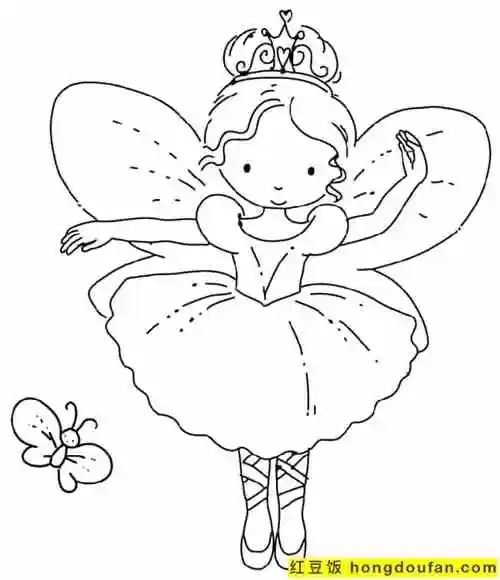 小精灵小公主女生最爱的涂色图片免费下载-红豆饭小学生简笔画大全