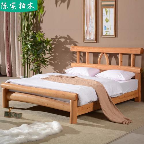 原木造型2020新款实木大床田园柏木家具民宿家用卧室定制尺寸包邮