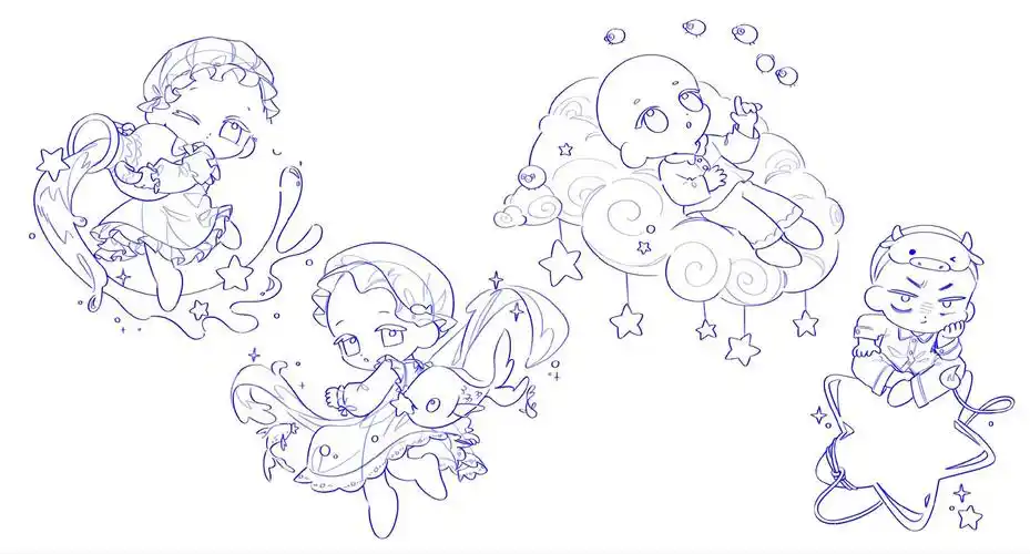 q版人物情侣动态模板素材练习干货收藏