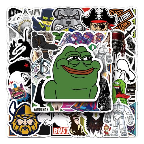 50张个性摇滚创意贴纸朋克风笔记本滑板diy手帐素材防水装饰贴纸