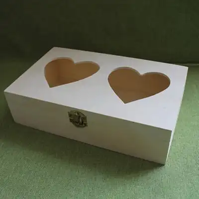 激光雕刻长方形木盒/心形图案木盒/糖果收纳木盒