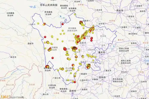 2017年四川地震分布图