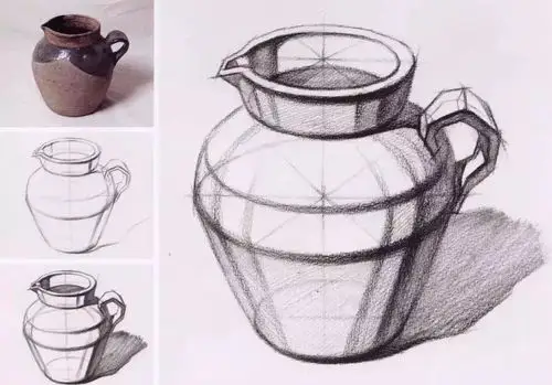 素描静物步骤静物素描从静物结构开始