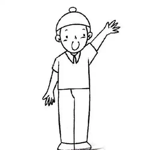 挥手的小男孩,图片,简笔画-学笔画