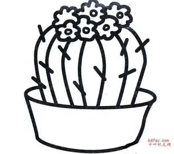 可爱盆栽植物简笔画