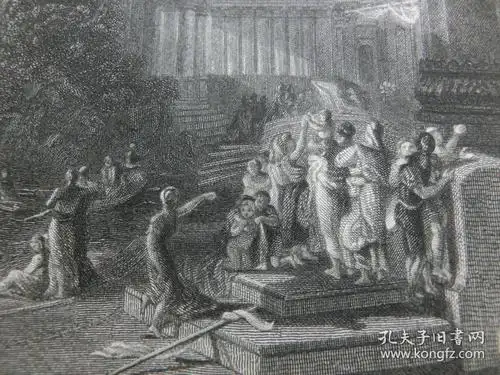 包邮】1863年钢版画 【透纳作品】《迦太基的沉沦》(decline of