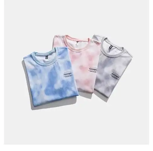 扎染短袖男潮牌潮流ins夏季纯棉上衣欧美hiphop炸街情侣五分袖t恤