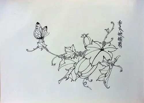 中国花鸟画-工笔白描
