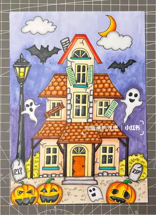 马克笔手绘万圣节主题画