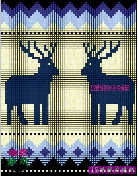 编织提花毛衣花样图解各种鹿的图案