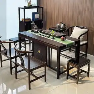 高档茶室花梨木功夫茶台实木茶桌新中式茶桌椅组合办公室干泡茶桌