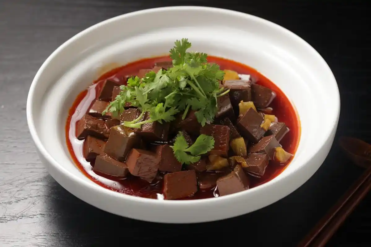 酸菜烧鸭血,酸辣下饭,清肺!