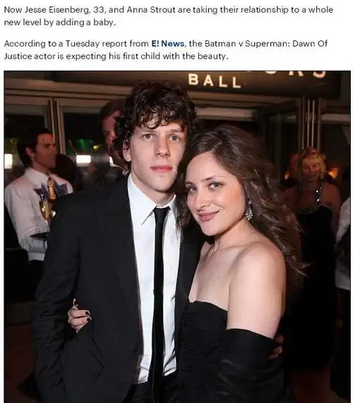 矮油,jesse eisenberg与女友anna strout要.