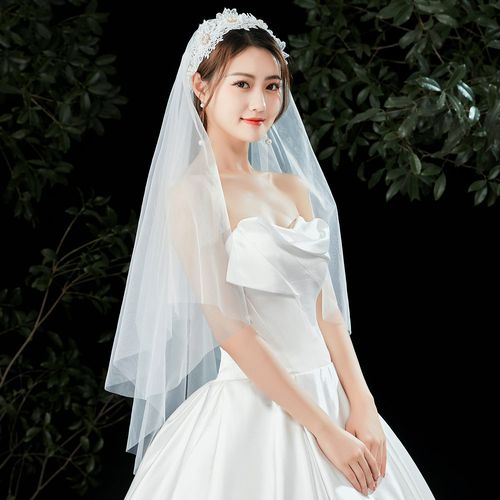 手工头纱新娘写真复古头纱韩式简约仙女头饰超仙网红影楼拍照道具