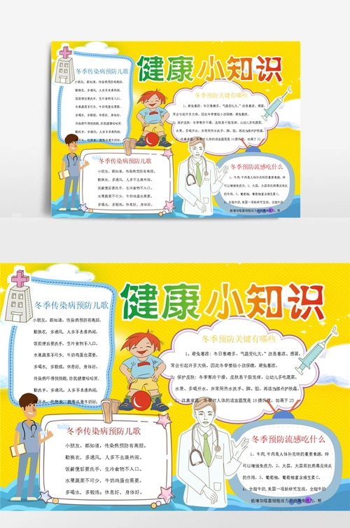 卡通风少儿健康知识小报手抄报
