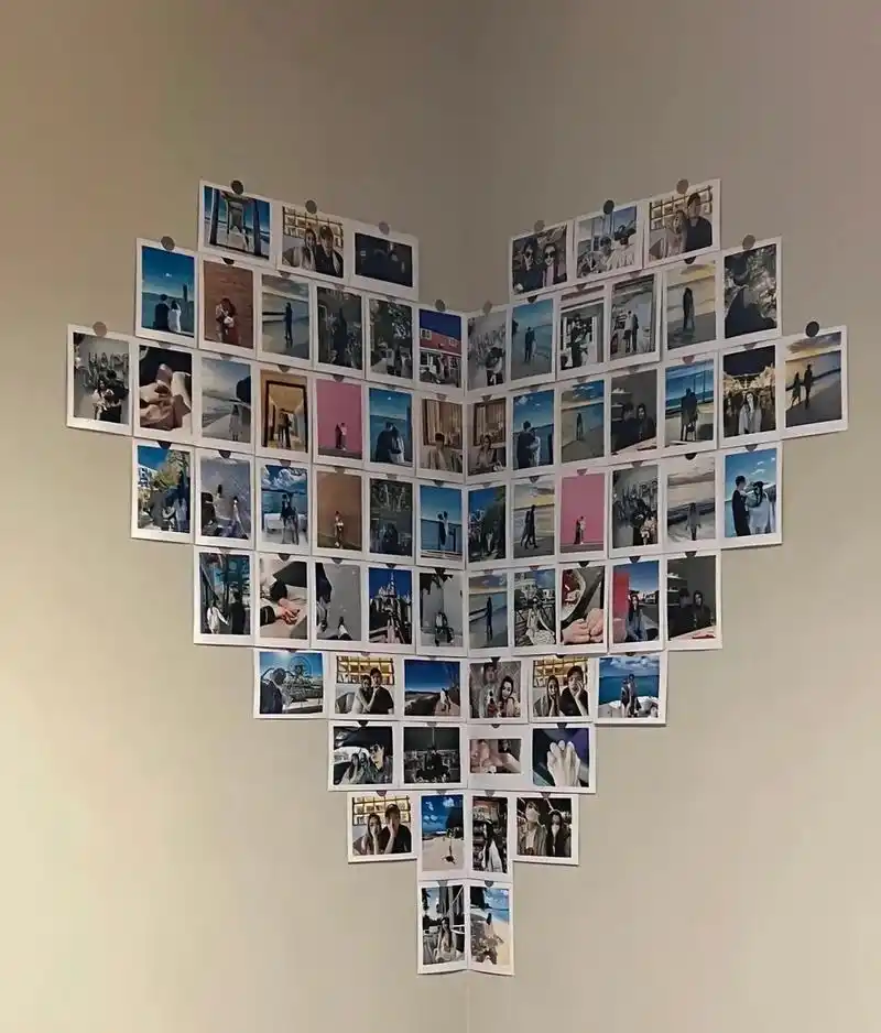 照片墙 一颗大爱心就出来啦,整个小屋温馨不少,简简单单的摆 - 抖音