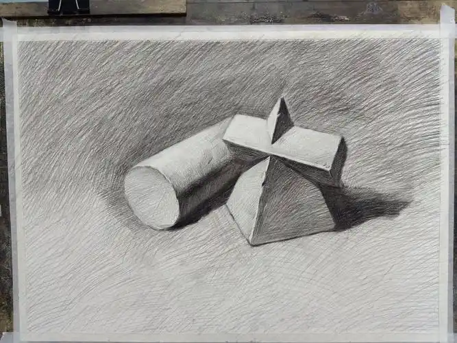 素描暑假作业4:两个几何体静物组合
