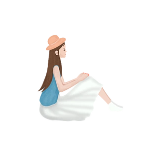 卡通侧面手绘床线稿玩手机女生侧面夏日卡通手绘女生人物侧面设计可