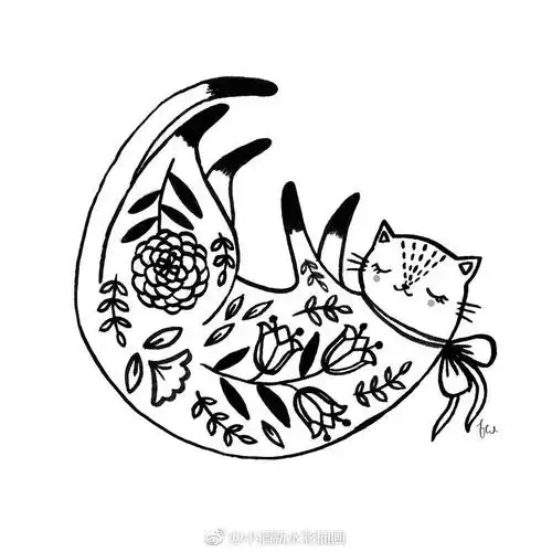 分享一波可爱喵~~简笔画素材 ins:florawaycott via @小清新水彩插画