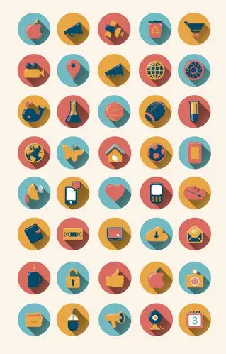 40种圆形扁平图标